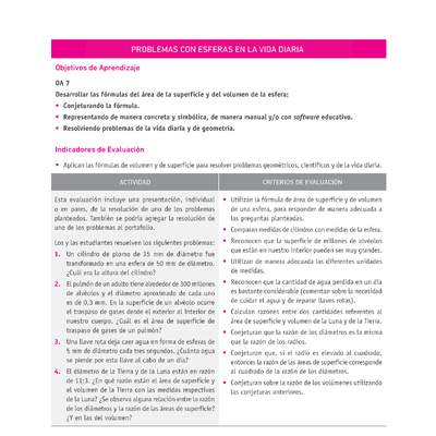 Evaluación Programas - MA2M OA07 - U1 - PROBLEMAS CON ESFERAS EN LA VIDA DIARIA