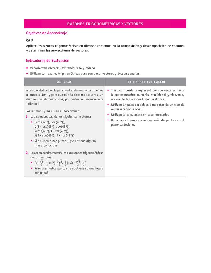 Evaluación Programas - MA2M OA09 - U3 - RAZONES TRIGONOMÉTRICAS Y VECTORES