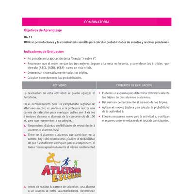 Evaluación Programas - MA2M OA11 - U4 - COMBINATORIA