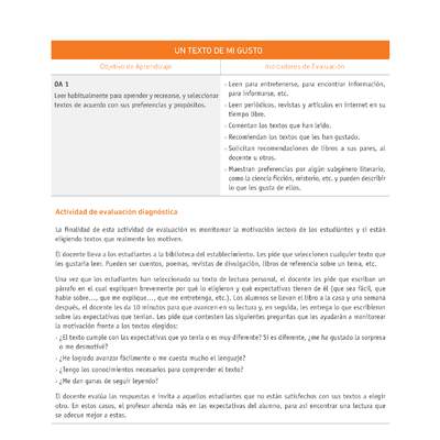 Evaluación Programas - LE07 OA01 - U4 - UN TEXTO DE MI GUSTO