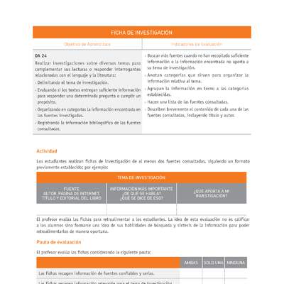 Evaluación Programas - LE07 OA24 - U3 - FICHA DE INVESTIGACIÓN