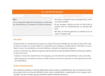Evaluación Programas - LE08 OA06 - U1 - EL CANTAR DE ROLDÁN