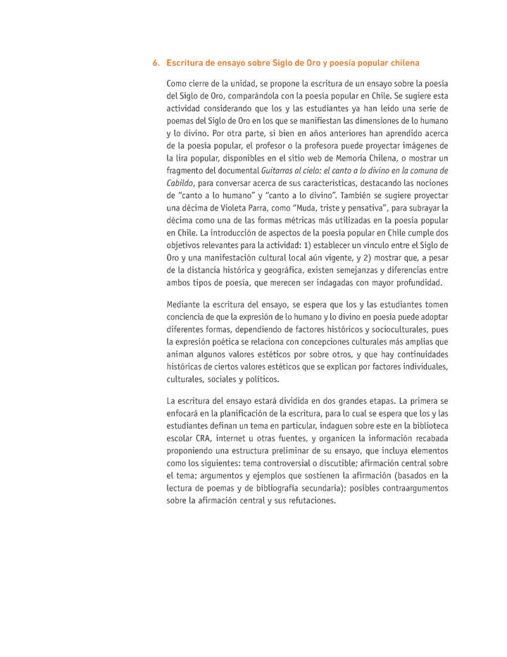 Evaluación Programas - LE2M OA14 - OA15 - U3 - ESCRITURA DE ENSAYO SOBRE EL SIGLO DE ORO Y POESÍA POPULAR CHILENA