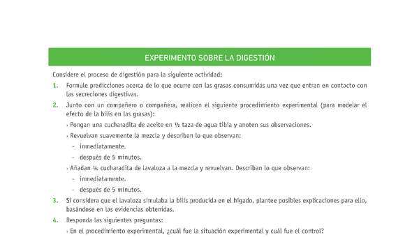 Evaluación Programas - CN08 OA05 - U1 - EXPERIMENTO SOBRE LA DIGESTIÓN