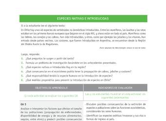 Evaluación Programas - CN1M - OA05 - U2 - ESPECIES NATIVAS E INTRODUCIDAS