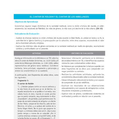 Evaluación Programas - HI07 - OA10 - U3 - EL CANTAR DE ROLDÁN Y EL CANTAR DE LOS NIBELUNGOS Evaluación Programas - HI07 - OA10 - U3 - EL CANTAR DE ROLDÁN Y EL CANTAR DE LOS NIBELUNGOS
