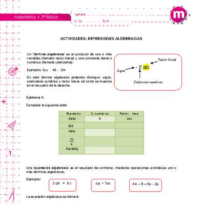 Expresiones algebraicas