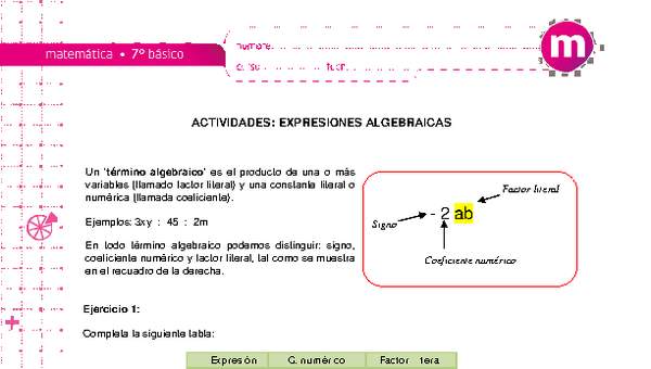 Expresiones algebraicas