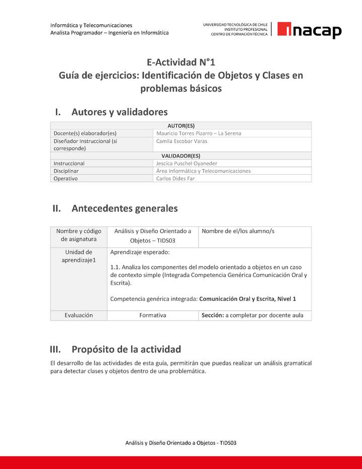 Curso: Programación orientada a objetos - 01 TIDS03_U1_EA1