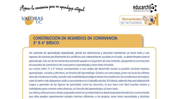 Construcción de acuerdos de convivencia 3° Y 4° Básico-OA7