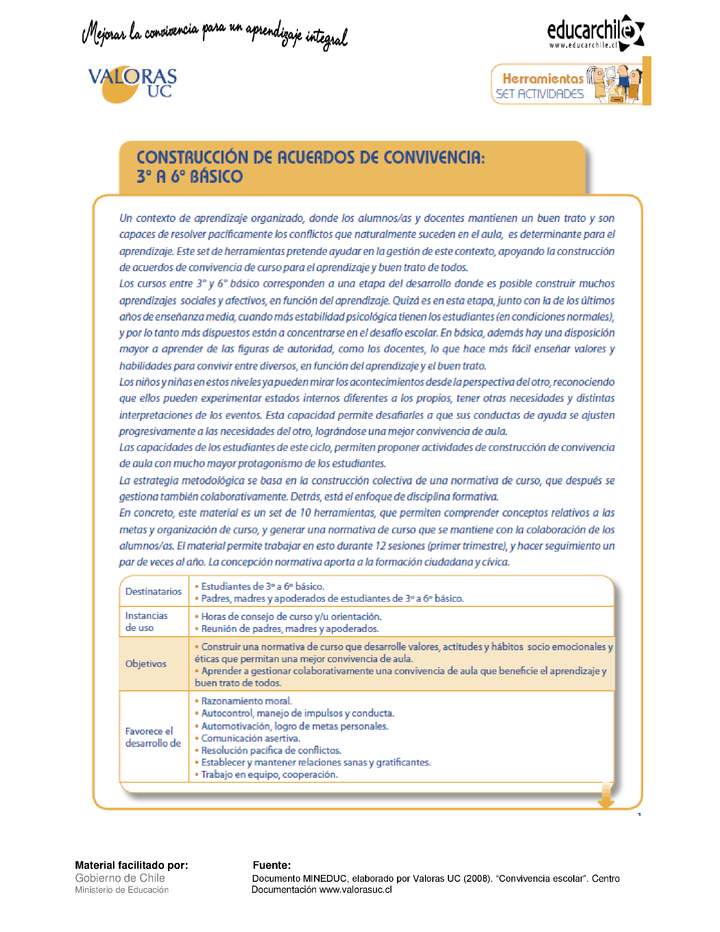 Construcción de acuerdos de convivencia 3° Y 4° Básico-OA7