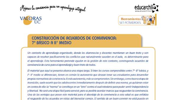 Construcción de acuerdos de convivencia 7° Y 2° Medio-OA7