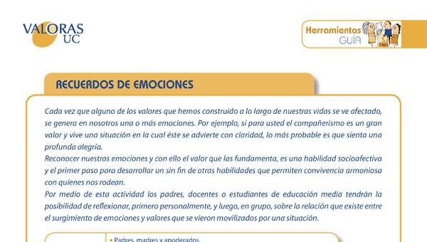 Recuerdo de emociones Orientación Enseñanza media y padres