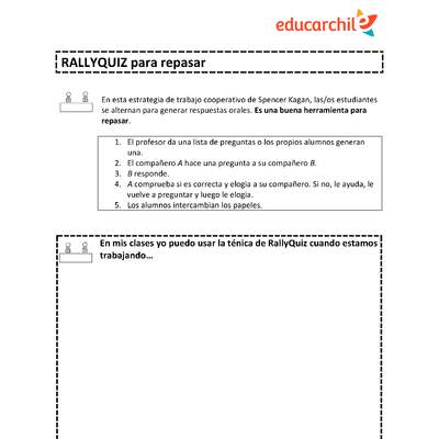 Estrategia de trabajo cooperativo estructurado: Rally Quizz Orientación OA09