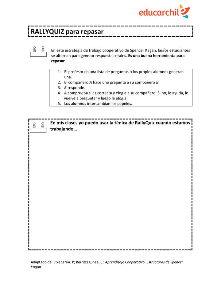 Estrategia de trabajo cooperativo estructurado: Rally Quizz Orientación OA09