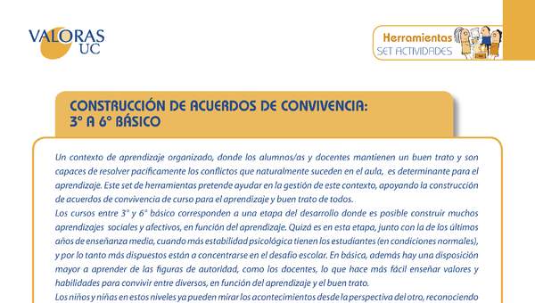 Construcción de acuerdos de convivencia: Orientación - Estudiantes y padres de 3º a 6º básico