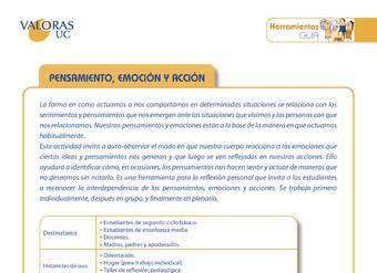 Pensamiento - emoción - acción: Orientación 1º básico a 4º Medio y padres