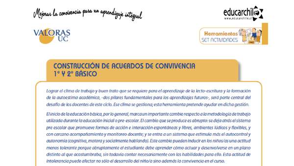 Construcción de acuerdos de convivencia 1° Y 2° Básico-OA7