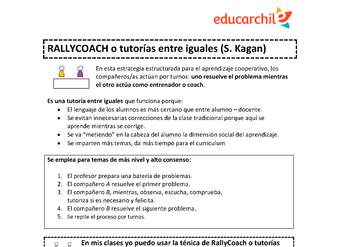 Estrategia de trabajo cooperativo estructurado: Rally coach (tutorías entre iguales) Orientación OA09