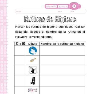 Actividad: Rutinas de higiene Orientación 1º y 2º básico OA4
