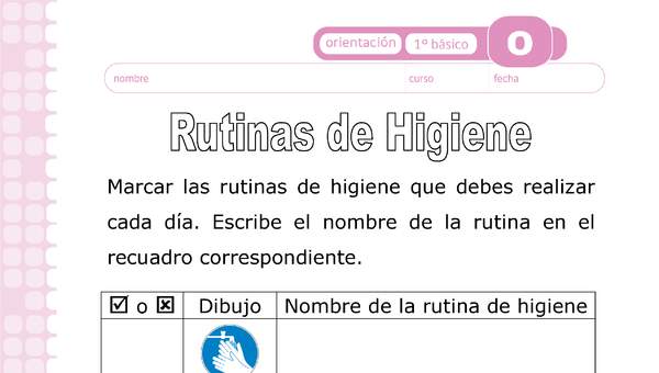 Actividad: Rutinas de higiene Orientación 1º y 2º básico OA4