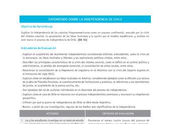 Evaluación Programas - HI08 OA16 - U3 - EXPONIENDO SOBRE LA INDEPENDENCIA DE CHILE