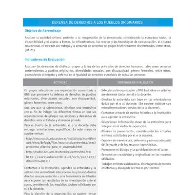 Evaluación Programas - HI2M OA21 - U3 - DEFENSA DE DERECHOS A LOS PUEBLOS ORIGINARIOS