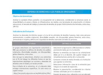 Evaluación Programas - HI2M OA21 - U3 - DEFENSA DE DERECHOS A LOS PUEBLOS ORIGINARIOS