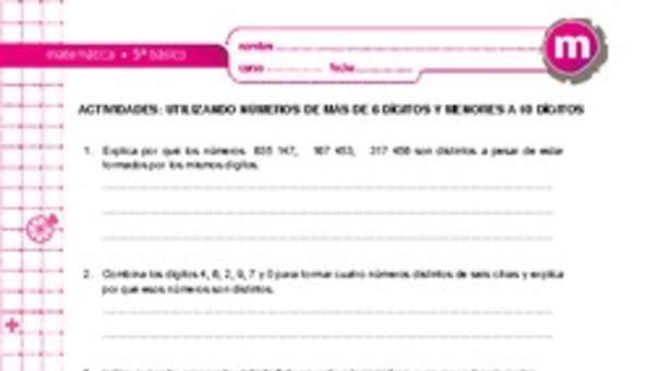 Utilizando números de más de 6 dígitos y menores a 10 dígitos