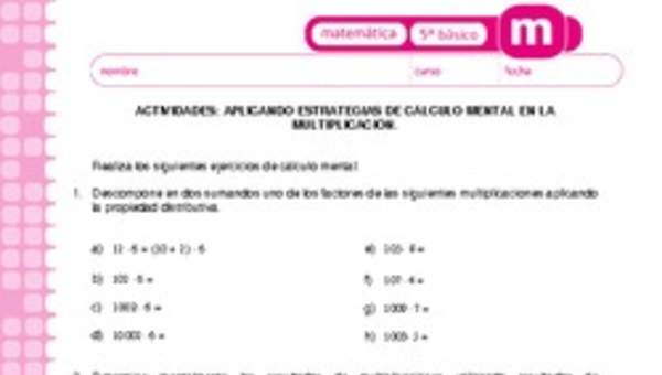 Aplicando estrategias de cálculo mental en la multiplicación