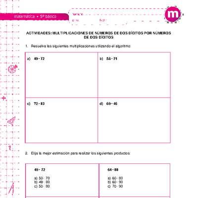 Multiplicaciones de números de dos dígitos por números de dos dígitos