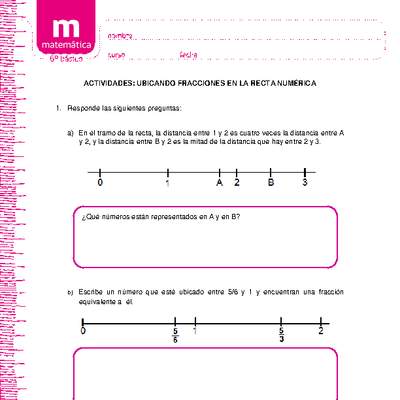 Ubicando fracciones en la recta numérica