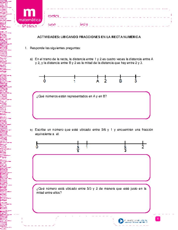 Ubicando Fracciones En La Recta Numerica Curriculum Nacional