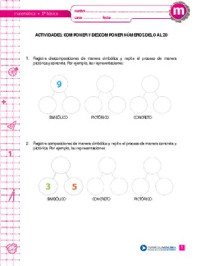 Componer y descomponer números del 0 al 20