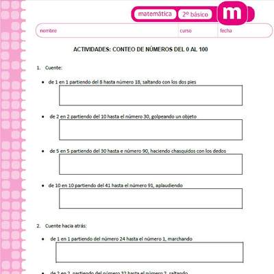 Conteo de números del 0 al 100