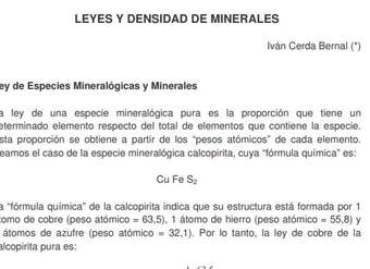 Leyes y densidad de minerales, Cerda, I. SONAMI.