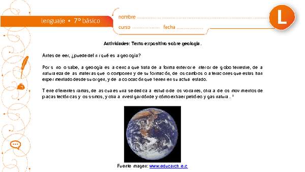 Texto expositivo sobre geología