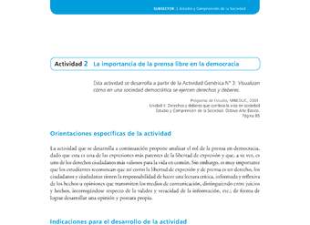 Actividad de Educación Ciudadana: Historia, Geografía y Ciencias Sociales 8º básico - La importancia de la prensa libre en la democracia