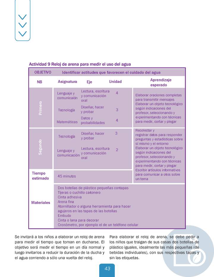 Actividad 9 guía educativa agua 1° y 2° Básico