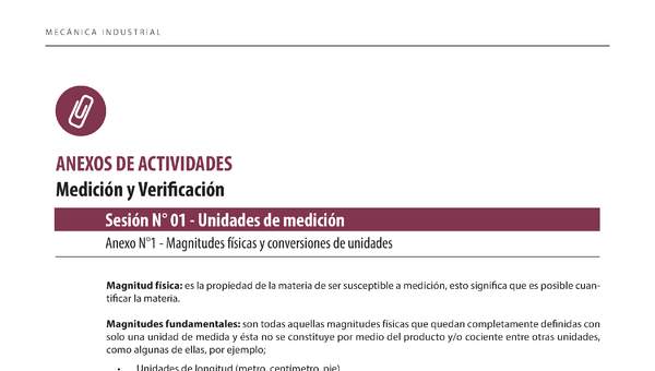 Mecánica Industrial. Medición y Verificación. 3° medio. ANEXOS