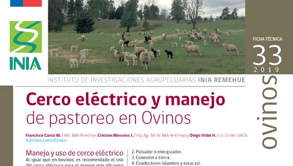 Ficha cerco eléctrico y manejo de pastoreo de ovinos, INIA