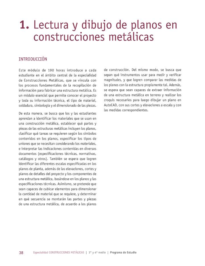 CEDEM INACAP. Módulo: Lectura y dibujo de planos en construcciones metálicas, especialidad Construcciones Metálicas