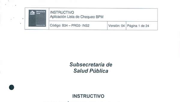 Lectura: Instructivo Aplicación Lista de chequeo BPM