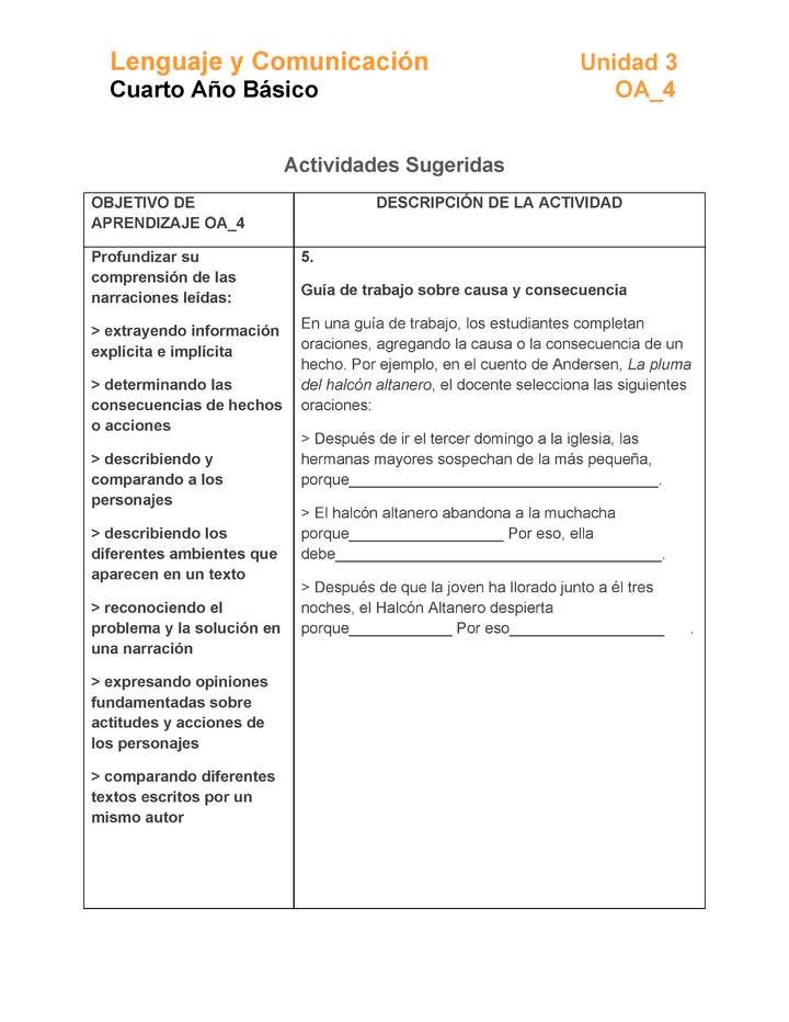 LE04-OA_4-U3-A5 - Curriculum Nacional. MINEDUC. Chile.