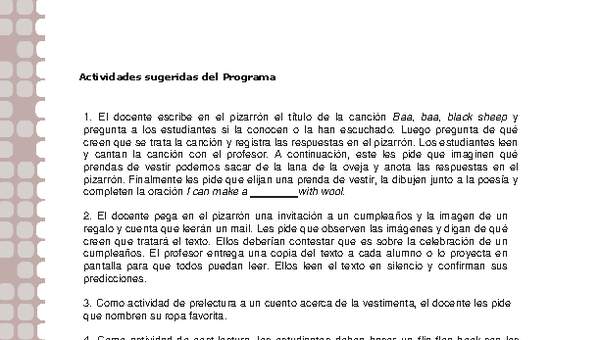 Actividades sugeridas Unidad 1