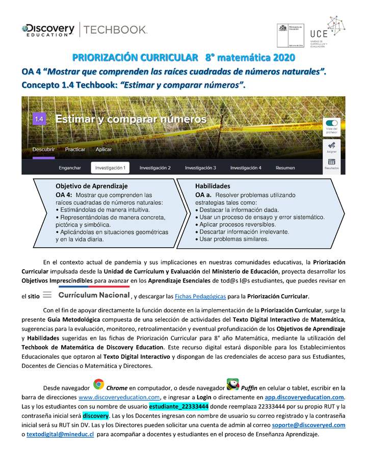 Guía rápida N°8 Priorización matemática OA 04