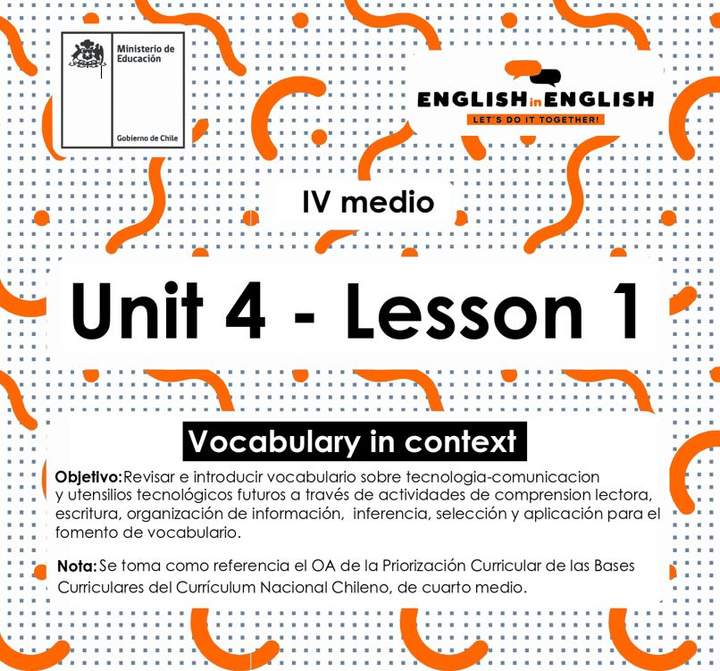 Inglés 4° Medio Unidad 4 - Lesson 1