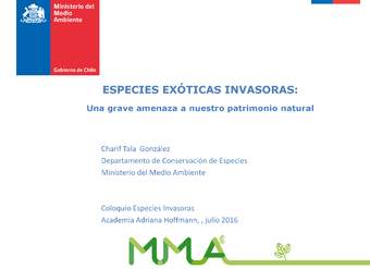 Presentación sobre especies exóticas invasoras: Una grave amenaza a nuestro patrimonio natural