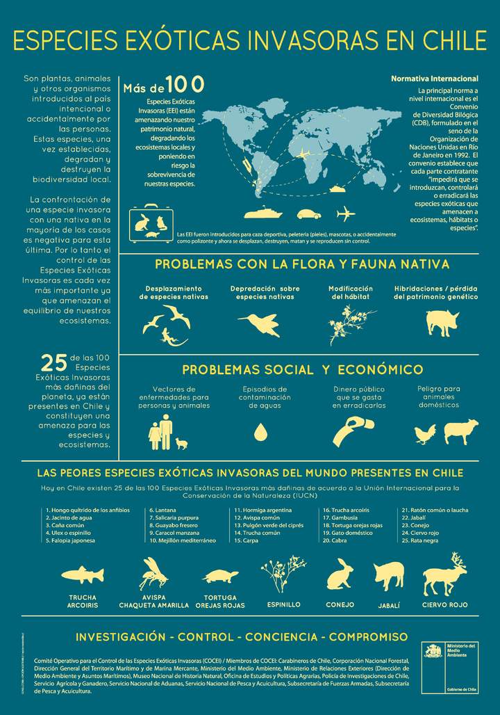Afiche Especies Exóticas Invasoras en Chile 1