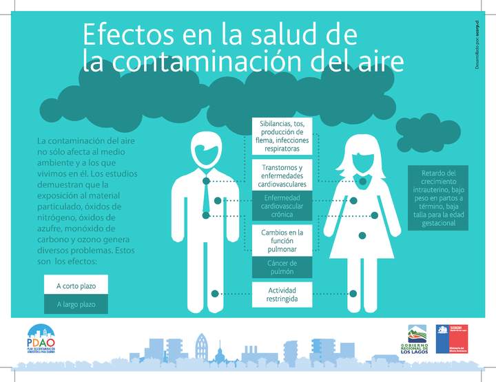 Infografía efectos en la salud contaminación del aire